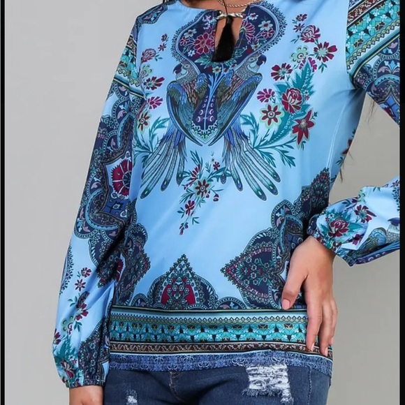 Bohemian Blue Printed Top - Picture 2 of 14